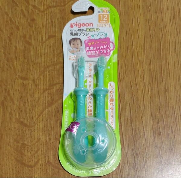 2本入 12カ月頃から 乳歯ブラシ 親子で乳歯ケア 安全プレート付き 歯ブラシ ピジョン pigeon 歯みがき