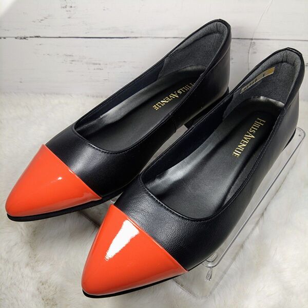 【美品】hills avenue ヒルズアベニュー パンプス レザー×エナメル ポインテッドトゥ22.0cm