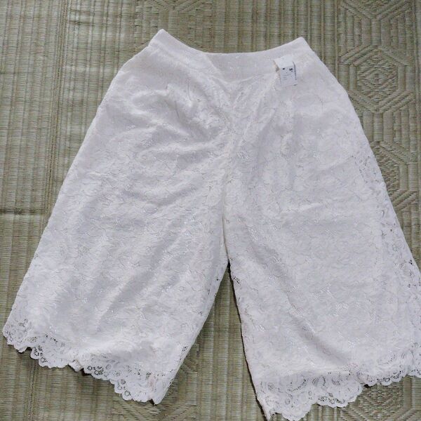 ワイドパンツ 白 レース ガウチョパンツ ズボン 部屋着 白 ボトム 婦人服 レディースファッション ボトムス