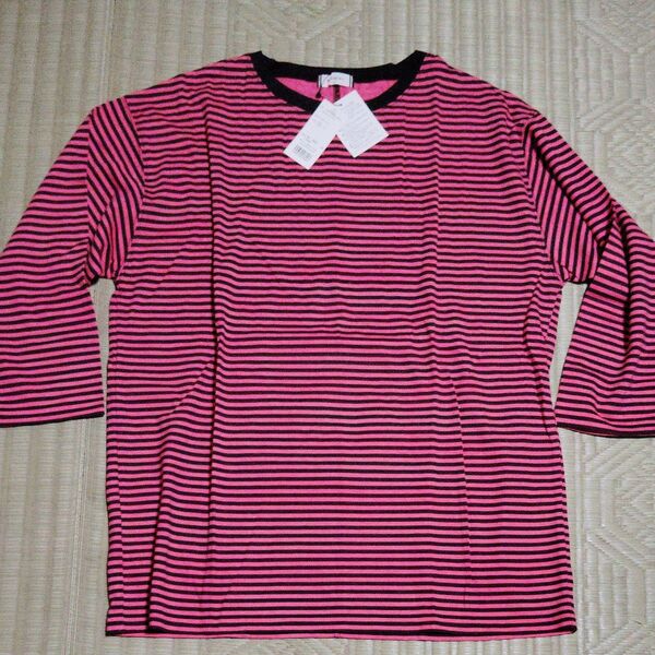 1990円 値札付き ビッグ Tシャツ ボーダー 長袖 Tシャツ M サイズ ロンT ゆったり カットソー 部屋着 パジャマ