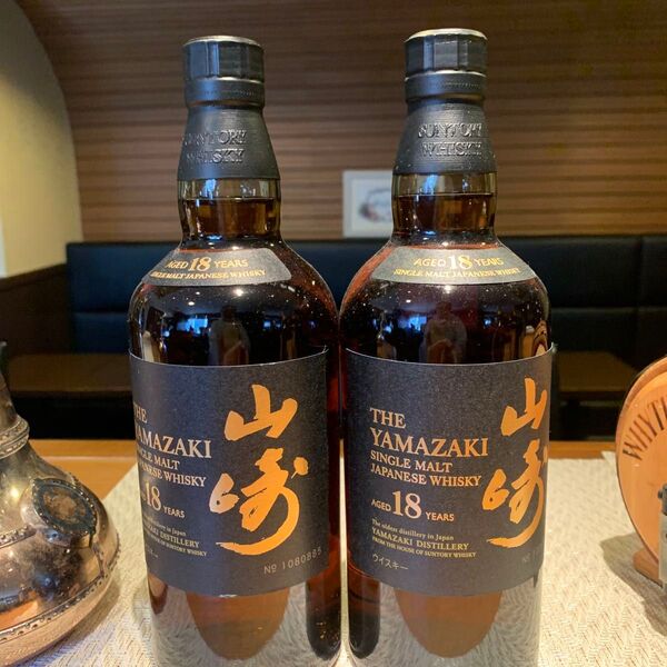 サントリー 旧山崎 18年 2本セット ウイスキーホログラムなし。新品未開封