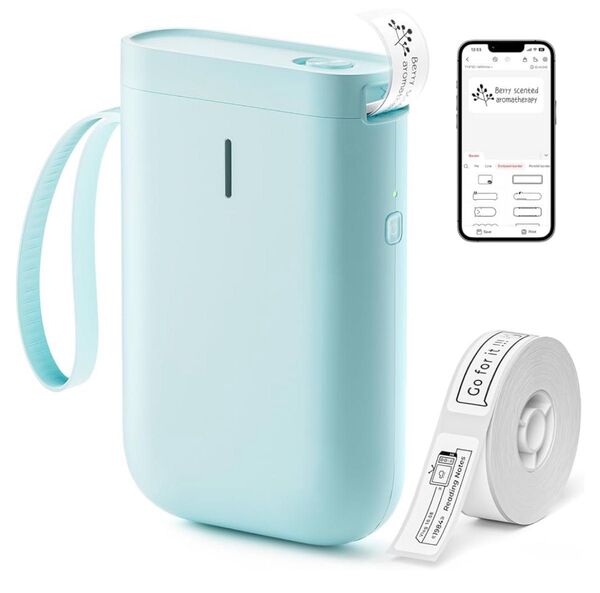 ラベルライター Bluetooth接続 多機能 ラベルプリンター ブルー