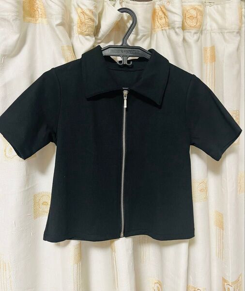 レディース tシャツ ファスナークロップド丈トップス レディース