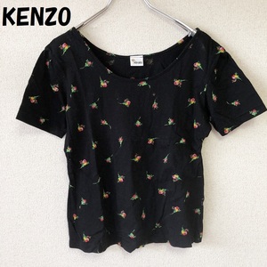 【人気】KENZO/ケンゾー 花柄 半袖Tシャツ ブラック サイズM レディース/4174