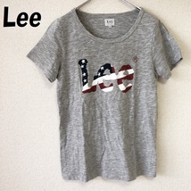 【人気】Lee/リー ビッグロゴ 半袖Tシャツ 星条旗 グレー サイズM レディース/4176_画像1