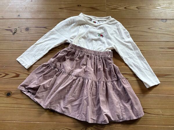プティマイン フルーツオブザブルーム コラボ ドッキングワンピ 100