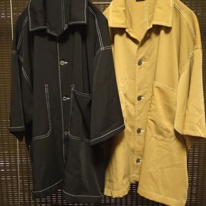 JACKROSE Luv maison 半袖 ステッチシャツ ブラック ベージュ 2枚セット