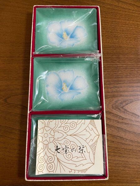 七宝焼 角皿 菓子皿 3枚セット 茶道 伝統工芸 海外土産