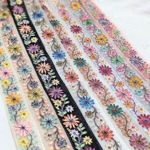 29 インド刺繍リボン 50cm×8本セット アクセサリー ポーチ ハンドメイドなどに