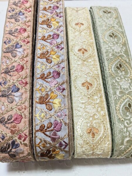 インド刺繍リボン 1.5m×4本セット ハンドメイド ショルダーベルト アクセサリー