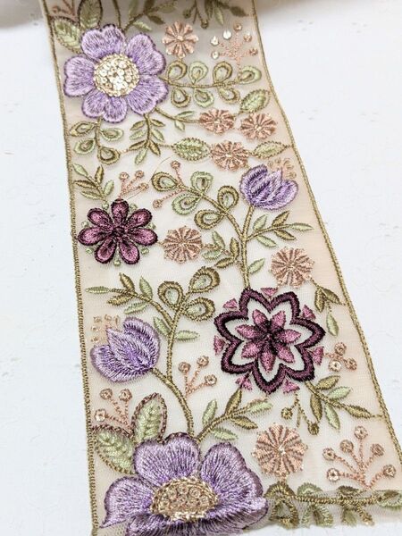 インド刺繍リボン 1m アクセサリー ポーチ ハンドメイド