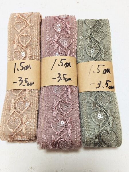 41 明日まで特別価格 1800⇒1500円 インド刺繍リボン 1.5m×3本セット アクセサリー ストラップ ハンドメイド