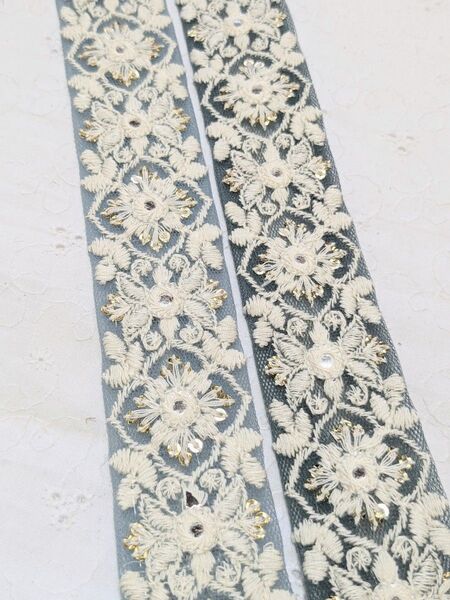 新着リボン 特別価格 インド刺繍リボン 1.5m×2本 スマホストラップ アクセサリー ハンドメイド
