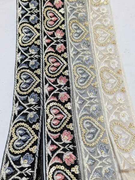 特別価格☆インド刺繍 1.5m×4本 アクセサリー ストラップ ハンドメイド