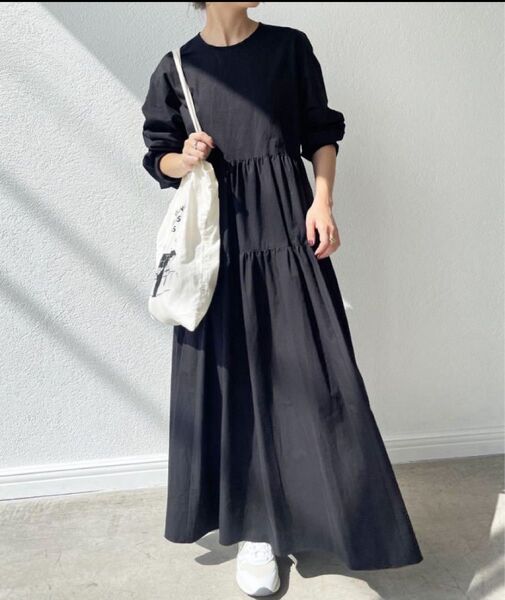 Spick &Span コットンツイルティアードワンピース