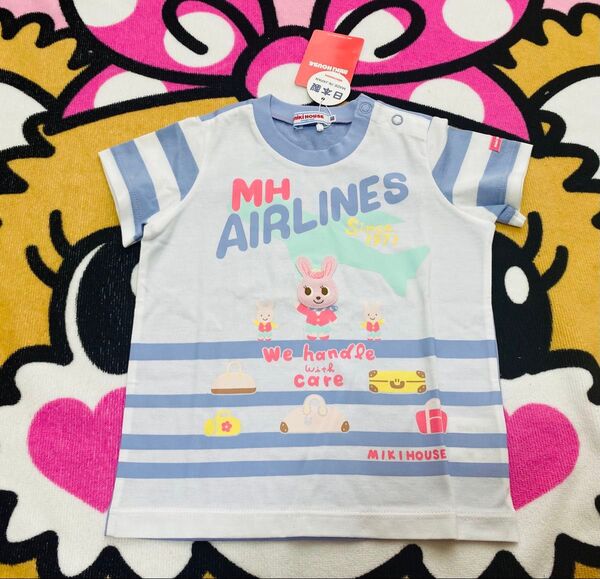 新品 ミキハウス 半袖Tシャツ カットソー 80 夏服 familiar ホットビスケッツ うさぎ くま うさこ