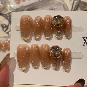 ベージュ ラメ入り ネイルチップ 10個セット ネイルチップ