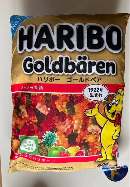 新品タグ付 ハリボー ゴールドベア パッケージデザインクッション ROUND1 景品 アミューズメント HARIBO