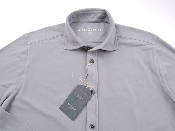 【新品未使用】CIRCOLO 1901 チルコロ◆M◆定番 ストレッチ コットン ピケ生地 ガーメントダイ 長袖 シャツ◆グレー タックアウト