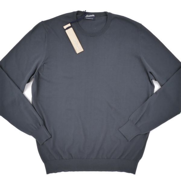 【新品未使用】DRUMOHR ドルモア◆Made In Italy◆50◆春夏 スチールグレー ガーメントダイ コットン ニット クルーネック 長袖 カットソー