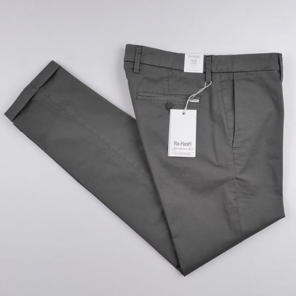 【新品未使用】Re-HasH リハッシュ◆Made In Italy◆32◆春夏 グレー ガーメントダイ スリム ストレッチ コットン パンツ◆チノパン