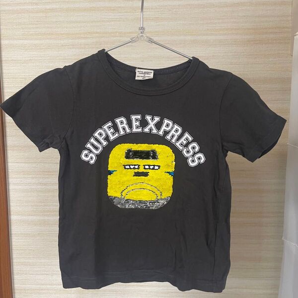 SUPER EXPRESS スパンコールTシャツ 120 グレー ドクターイエロー 新幹線
