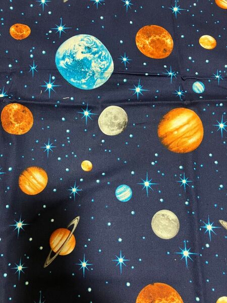 宇宙柄 生地 綿100% コットン オックス 紺