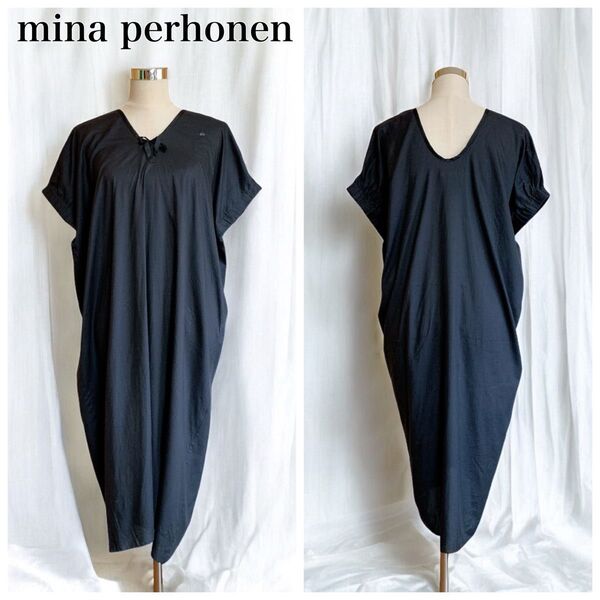 ミナペルホネン シルク コットン ワンピース dr3047 night wind mina perhonen