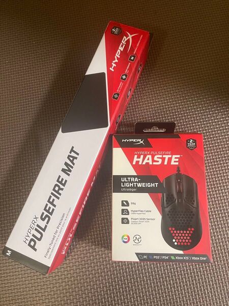 ゲーミングマウスとマウスパッド(Mサイズ)のセット HYPERX PULSEFIRE
