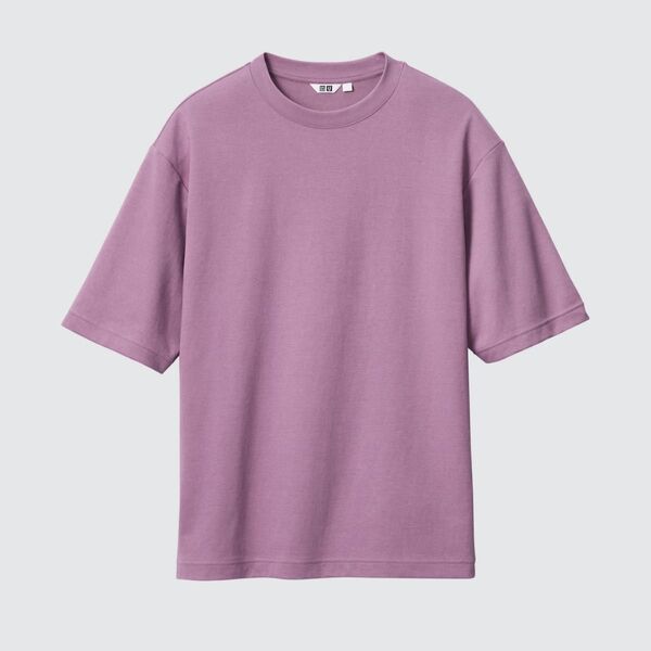 UNIQLO エアリズムコットン オーバーサイズTシャツ 半袖 Lサイズ 71パープル ピンク系