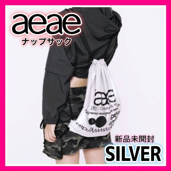 【国内入手困難】韓国限定 aeae ナップサック WEB LOGO GYM SACK シルバー
