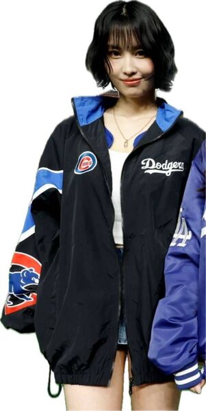momo着用!MLB Tokyo series 2025 配色ナイロンジャケット Twice MLB東京シリーズ カブスドジャース