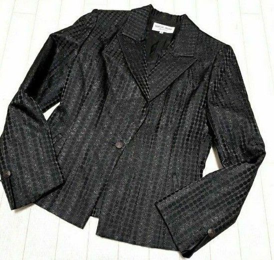 HANAE MORI international ハナエモリ テーラードジャケット ドット 38 ブラック レディース