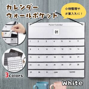 お薬カレンダー お薬ポケット 白 1か月 ウォールポケット 小物入れ 壁掛け
