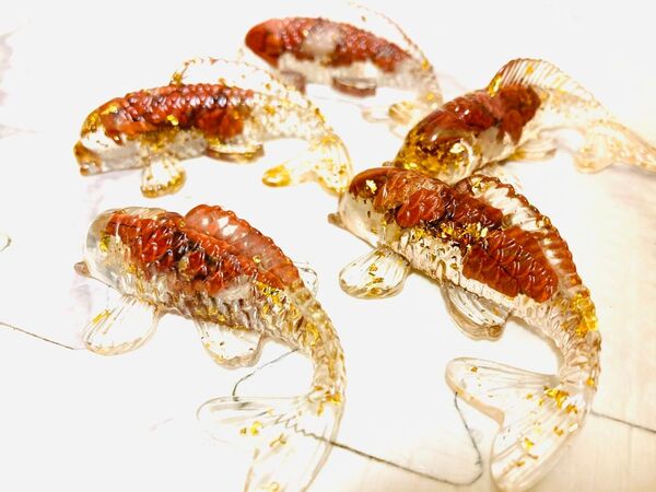 【金運・財運】オルゴナイトシトリン鯉 クリスタル 浄化 5セット
