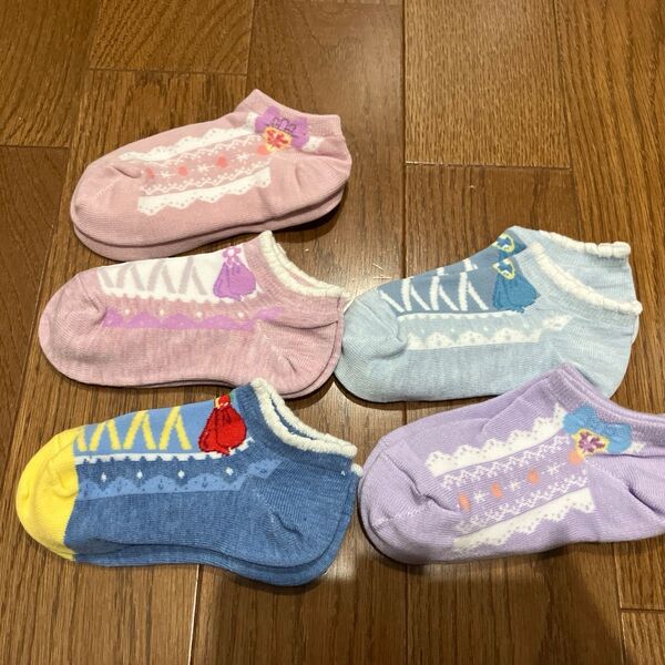 靴下 ソックス スニーカー丈 15〜20cm 5足 ディズニープリンセス