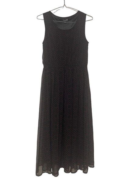 FOREVER 21 ノースリーブワンピース ロングワンピース ドット柄 黒 S/P レディース 大人可愛い リゾート デート