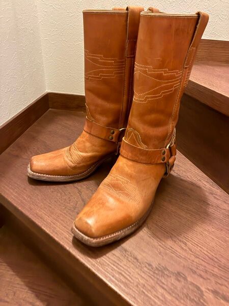 レザーブーツ ロングブーツ ブラウン ウエスタンブーツ