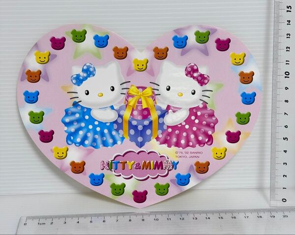 28周年 ハローキティ ミミィ バースデー ステッカー シール 平成レトロ 非売品 サンリオ くま 可愛い ダイカット ハート
