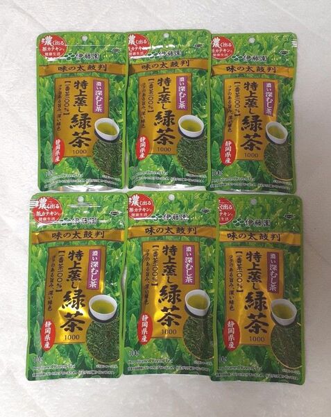 伊藤園 味の太鼓判 特上蒸し緑茶1000 100g×6袋 濃い深むし茶 カテキン