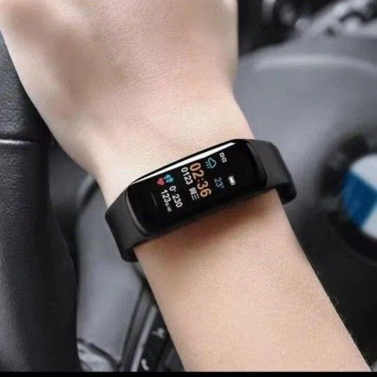 スマートウォッチ ブレスレット 血圧計/歩数計/心拍計 Android/iPhone対応 薄型 天候連動 男女兼用 新品 ブラック