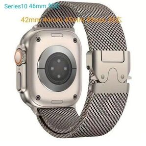 Apple watch アップルウォッチ バンド 42 44 45 46 49mm対応 ステンレス メッシュ Pバックル チタン