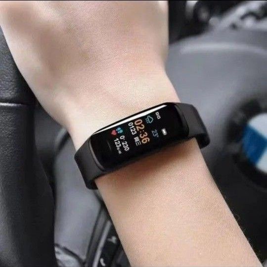 スマートウォッチ ブレスレット 血圧計/歩数計/心拍計 Android/iPhone対応 薄型 天候連動 男女兼用 新品 ブラック