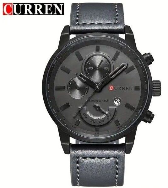 メンズ腕時計 アナログ CURREN カレン 新品未使用 耐水性 クォーツ ウォッチ 腕時計 ブラック 本革 レザーバンド
