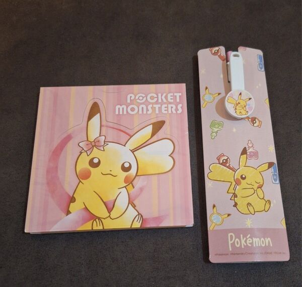 【非売品】ポケットモンスター メモ帳とボールペン 2個セット★ピカチュウ★ピンクリボン