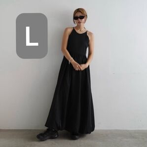 バルーンワンピ オンライン限定 hidekaしまむら linoluce ワンピース ブラック キャミソールワンピース