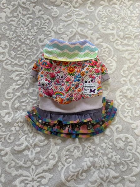 犬服 ハンドメイド 半袖メッシュワンピース SS