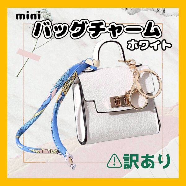 バッグチャーム イヤホン入れ 小物入れ キーリング キーホルダー 白 訳あり