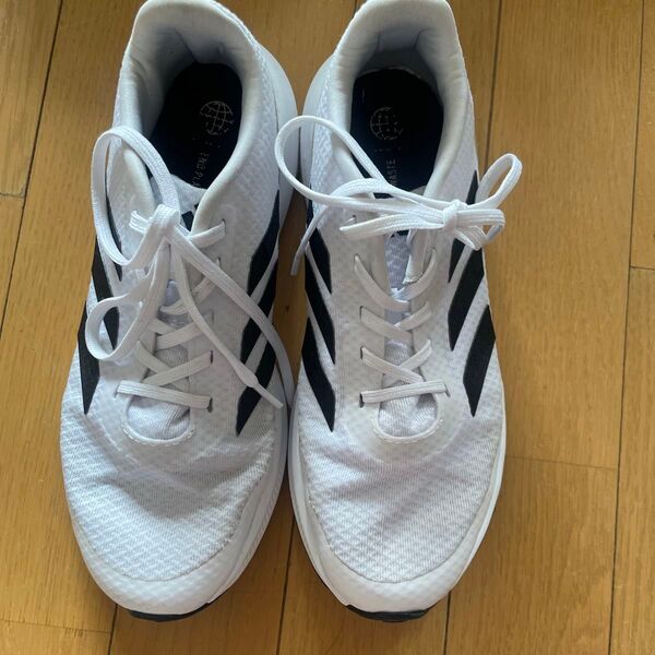 adidas ランニングシューズ 23.5cm ホワイト×ブラック
