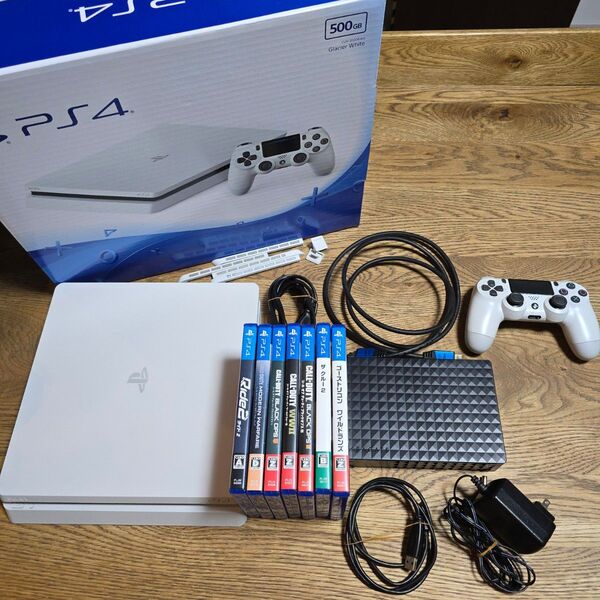 PlayStation4 グレイシャー・ホワイト 500GB CUH-2000AB02 ソフト7本+4TB HDDセット